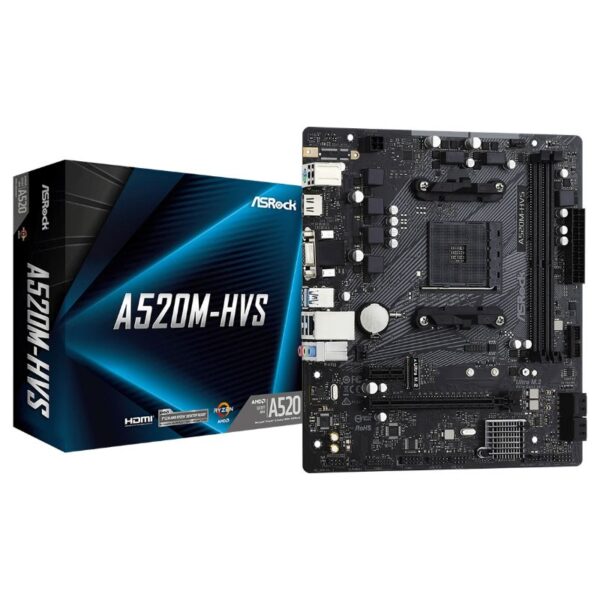PB AMD SAM4 ASROCK A520M-HVS 4SATA3 M2 6USB32 PCIE HDMI MATX