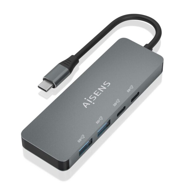 HUB USB 3.2 GEN2 10G USB-C/M-2xUSB-C/H-2xUSB-A/H GRIS 15CM AISENS A109-0694