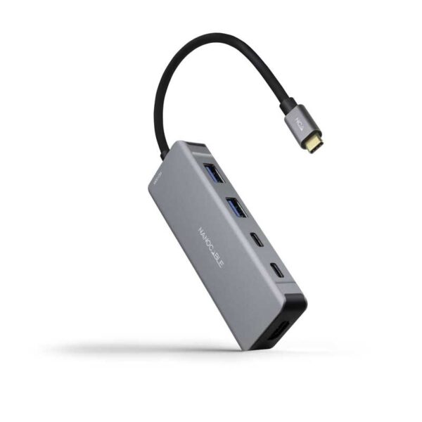 HUB USB-C 2xUSB-A+2xUSB-C+HDMI+USB-C PD 100W GRIS  NANOCABLE 10.16.1006