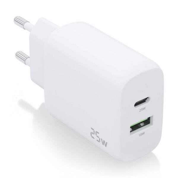 CARGADOR 25W 1xUSB-C PD3.0 1xUSB-A QC3.0 BLANCO AISENS A110-0758