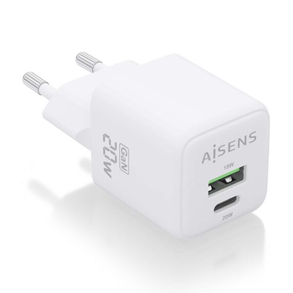 CARGADOR GaN 20W 1xUSB-C PD3.0 QC4.0 1xUSB-A QC3.0 BLANCO AISENS ASCH-20W2P010-W