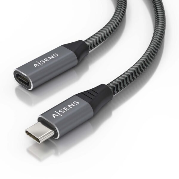 CABLE USB 3.2 GEN2x2 ALU 8K30HZ 5A 100W USB-C-M-C-H GRIS 0.5M AISENS A107-0760