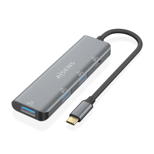 HUB USB 3.2 GEN1 5G USB-C USB-C-M-1xUSB-C-H-3xUSB-A-H GRIS 15CM AISENS A109-0762