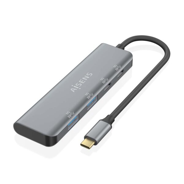 HUB USB 3.2 GEN1 5G USB-C USB-C-M-2xUSB-C-H-2xUSB-A-H GRIS 15CM AISENS A109-0763