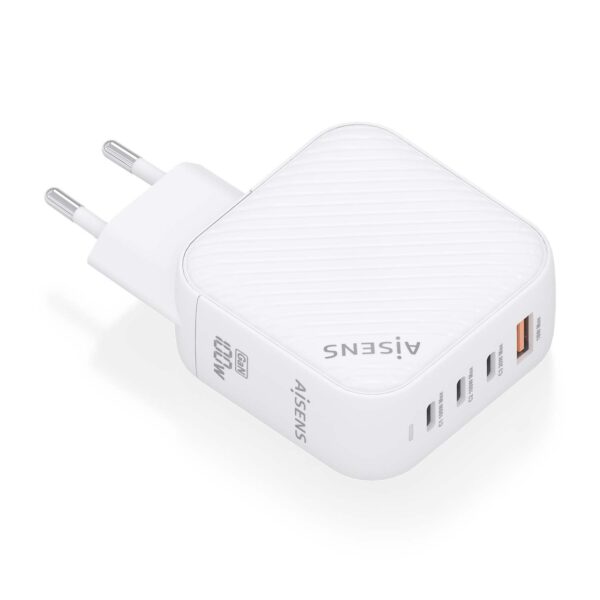 CARGADOR GaN 100W 3USB-C PD3.0 QC4.0 1USB-A QC3.0 BLANCO AISENS ASCH-100W4P028-W