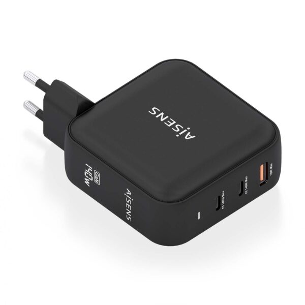 CARGADOR GaN 140W 2USB-C PD3.1 QC4.0 1USB-A QC3.0 NEGRO AISENS ASCH-140W3P031-BK