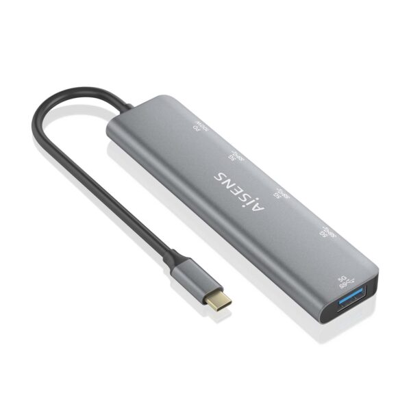 HUB USB 3.2 GEN1 5G USBC-M-1USBC PD-USBC-H-3XUSBA-H GRIS 15CM AISENS A109-0857