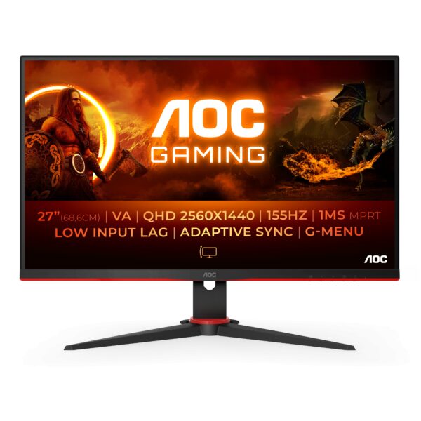 MONITOR 27 AOC Q27G2E/BK QHD 1ms VA HDMI DP NEGRO/ROJO