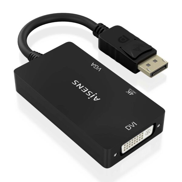 CONVERSOR DISPLAYPORT  1.2 M-VGA H-DVI H-HDMI H 4K NEGRO 15CM AISENS A125-0861
