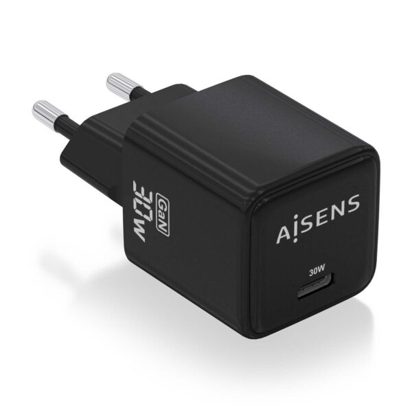 CARGADOR GAN  30W 1xUSB-C PD3.0 QC4.0 NEGRO AISENS ASCH-30W1P036-BK