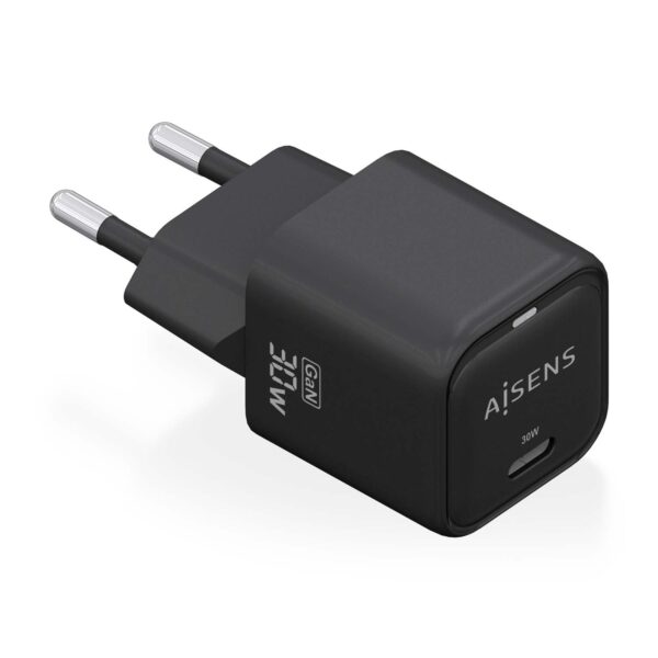 CARGADOR GAN  30W 1xUSB-C PD3.0 QC4.0 NEGRO AISENS ASCH-30W1P019-BK
