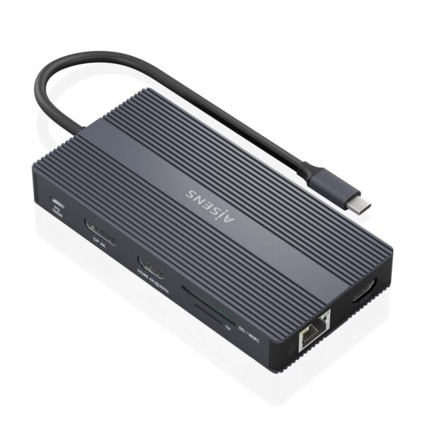 DOCK AISENS USBC-2HDMI-DP-RJ45-4USBA-USBC-USBCPD-SD-MSD GRIS 20CM ASUC-12P017-GR