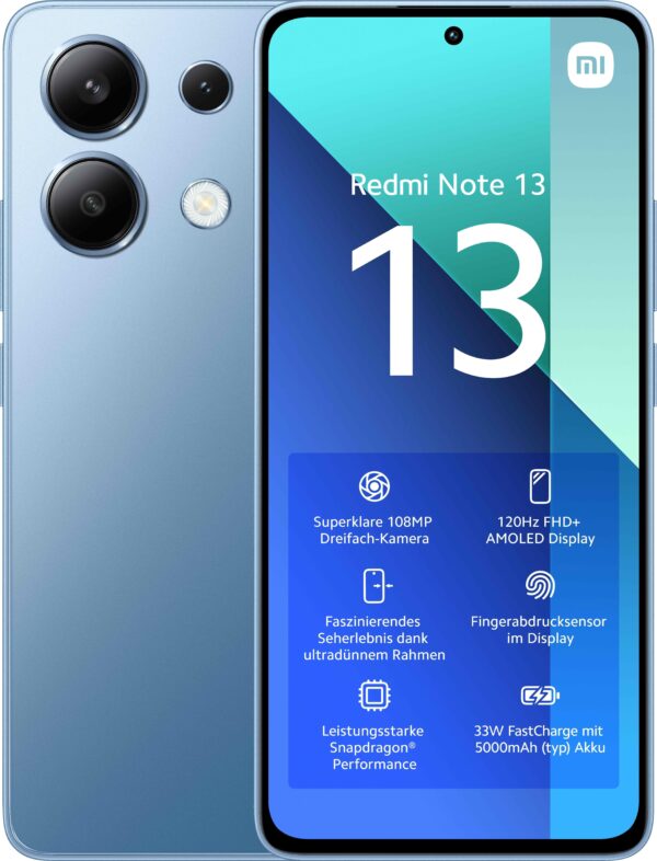 TELEFONO XIAOMI REDMI NOTE 13 P6.67 6GB 128GB 4G NFC ICE BLUE MZB0FZ0EU