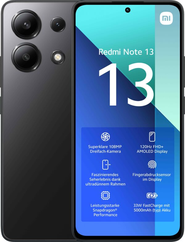 TELEFONO XIAOMI REDMI NOTE 13 P6.67 6GB 128GB 4G BLACK MZB0FYFEU