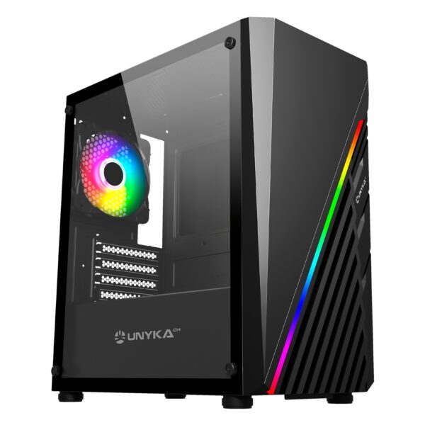 CAJA MICROATX UNYKA GAMING MINI GLAYZE BLACK VENTANA ARGB(SIN FUENTE)UK113021