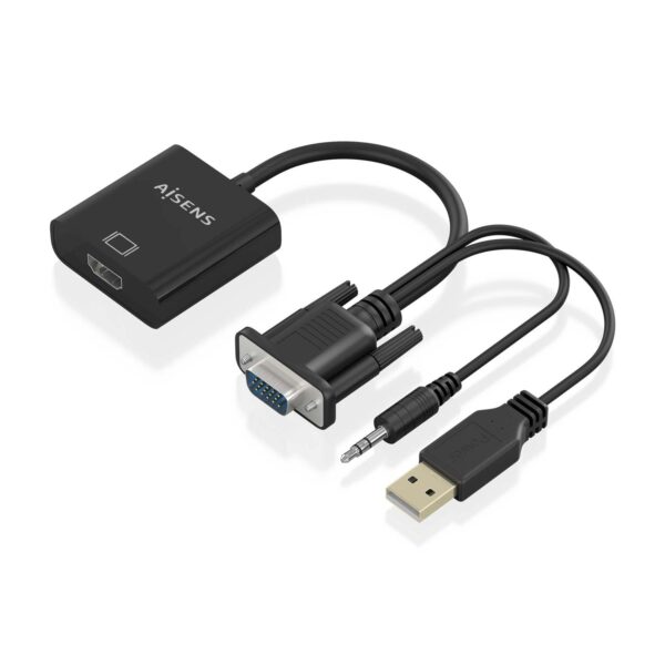 CONVERSOR SVGA+AUDIO A HDMI VGAM+JACKM+USB-AM-HDMI H NEGRO 20CM AISENS A115-0872