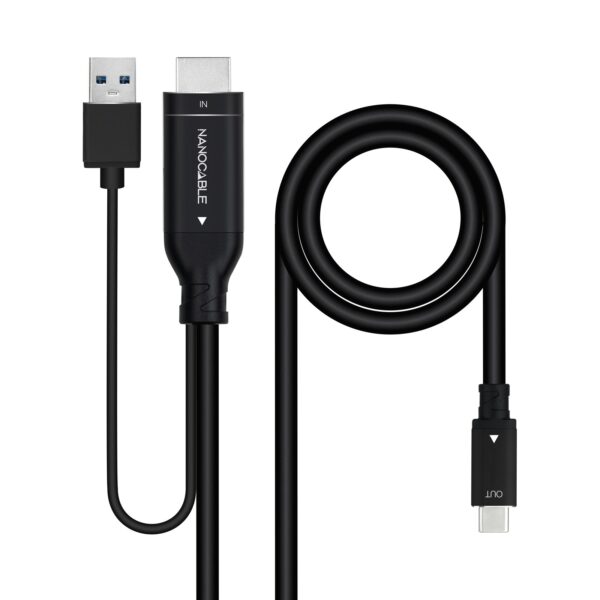 CABLE CONVERSOR HDMI A USB-C HDMI/M-USB-C/M 1.8 M NANOCABLE 10.15.4354