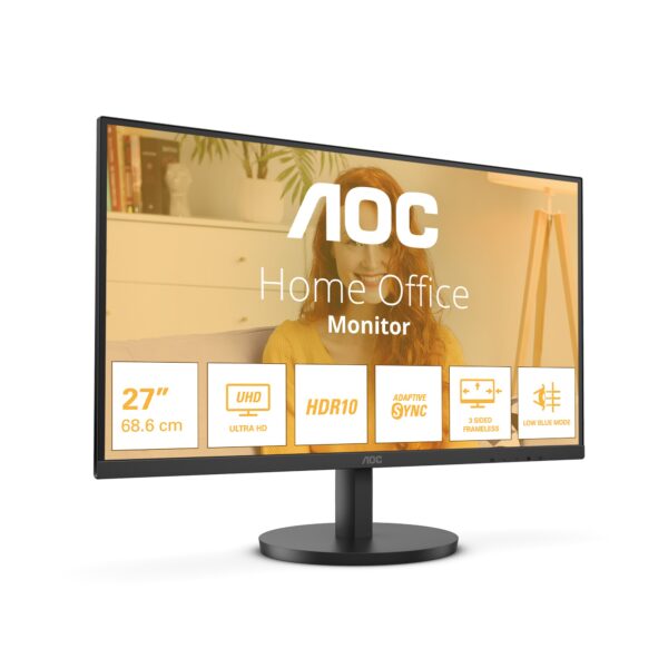 MONITOR 27 AOC U27B3M GAMING 4K ULTRA HD WLED 60HZ 2HDMI 1DP MM NEGRO