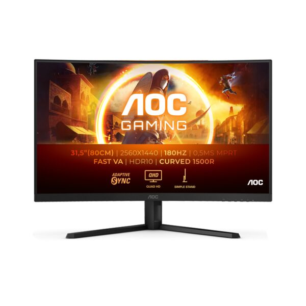 MONITOR 31.5 AOC CQ32G4VE GAMING CURVO QHD 180HZ 2HDMI 1DP NEGRO
