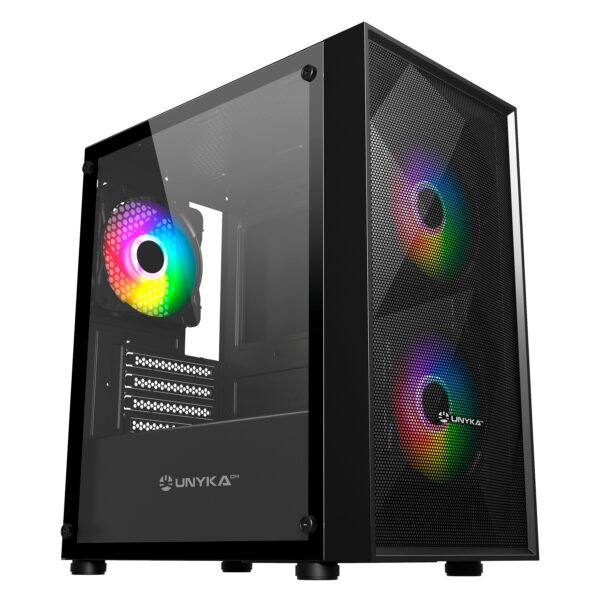 CAJA MICRO-ATX  B200 BLACK(2*14CM ARGB FRONT+1*12cm ARGB TRASERO)UNYKA UK113011