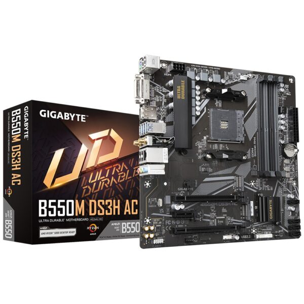 PB AMD SAM4 GIGABYTE B550M DS3H AC 4DDR4 PCI4 WIFI 4SATA3 USB3.2 HDMI M2 MATX