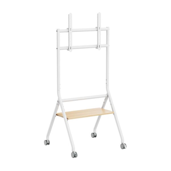 SOPORTE PANTALLA SUELO RUEDA BANDEJA 80KG 37-86 BLANCO-MADERA AISENS FT86FE-331