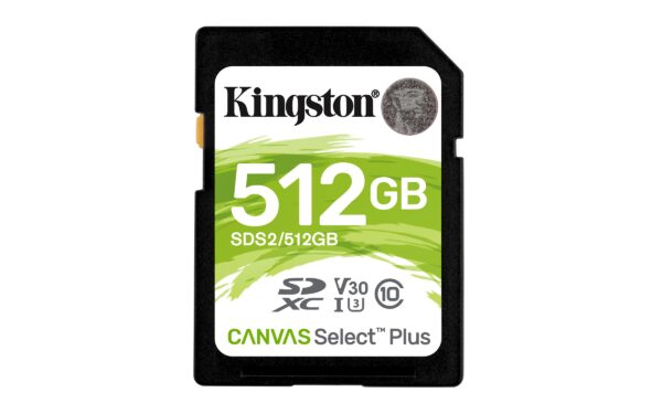 MEMORIA  SECURE DIGITAL SDXC 512GB KINGSTON CANVAS SELECT PLUS C10 SDS2/512GB