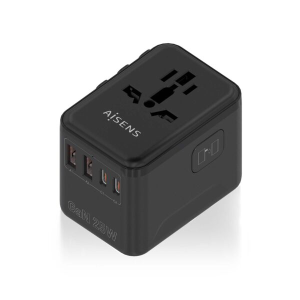 CARGADOR GaN PARED  2xUSB-A 2xUSB-C NEGRO AISENS ASPS-2A2C08-BK