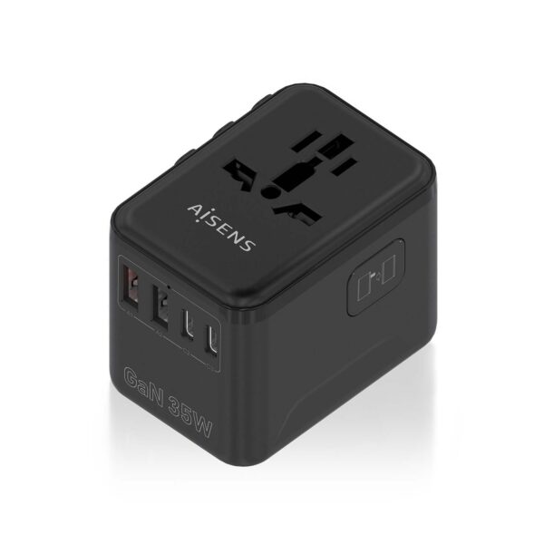 CARGADOR GaN PARED  2xUSB-A 3xUSB-C NEGRO AISENS ASPS-2A3C09-BK