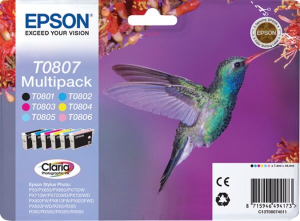 TINTA EPSON T0807 ORI MULTIPACK 6COLORES