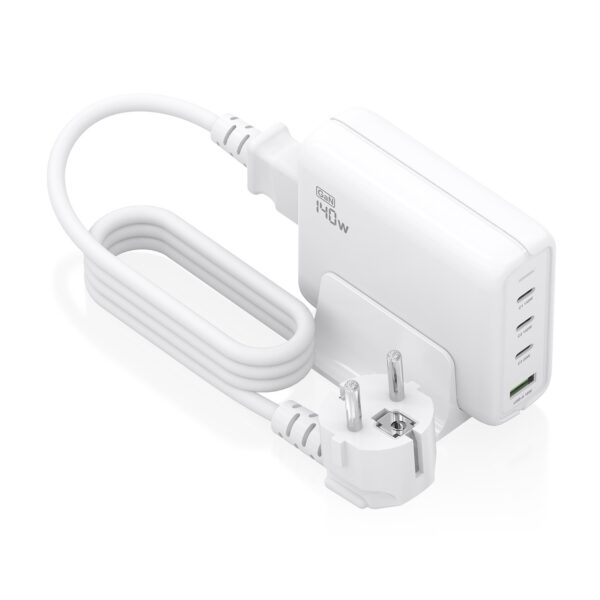 CARGADOR SOBREMESA GaN 140W 3USB-C PD3.1 USBA QC3 BLANCO AISENS ASCH-140W4P055-W