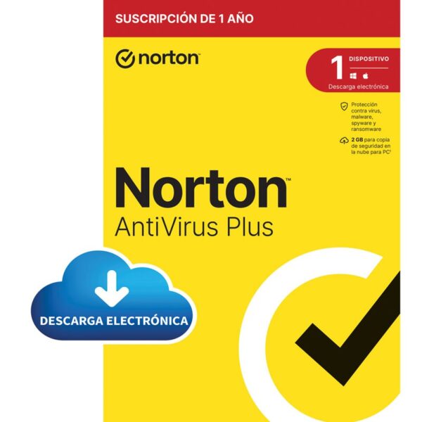SOFTWARE ANTIVIRUS NORTON  PLUS 2GB 1USUARIO 1 DISPOSITIVO 1 AÑO ESD STOCK