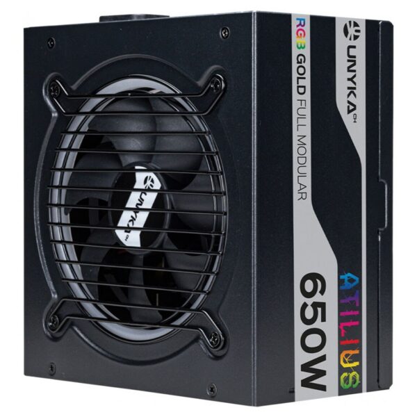 FUENTE GAMING ATILIUS RGB 650W-BLACK-92% EFICIENCIA FULL MODULAR UNYKA UK521203